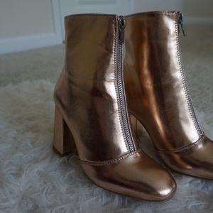 forever 21 rose gold zip up ankle boots sz 6